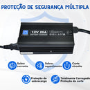 Carregador de bateria inteligente 20A 12V para 110V baterias de lítio (LiFePO4)