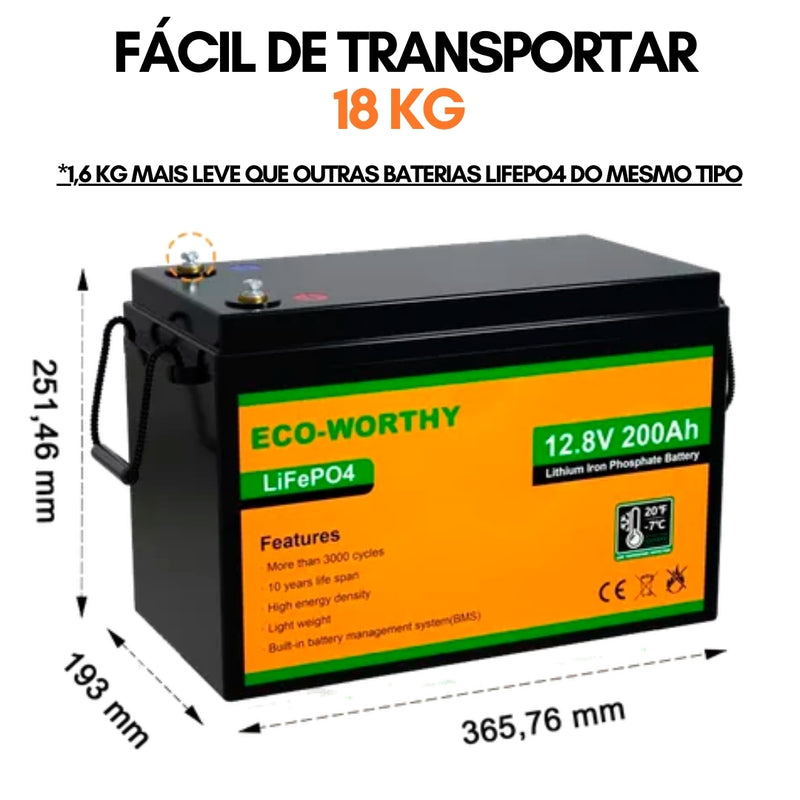 Bateria de lítio 200Ah 12V LiFePO4